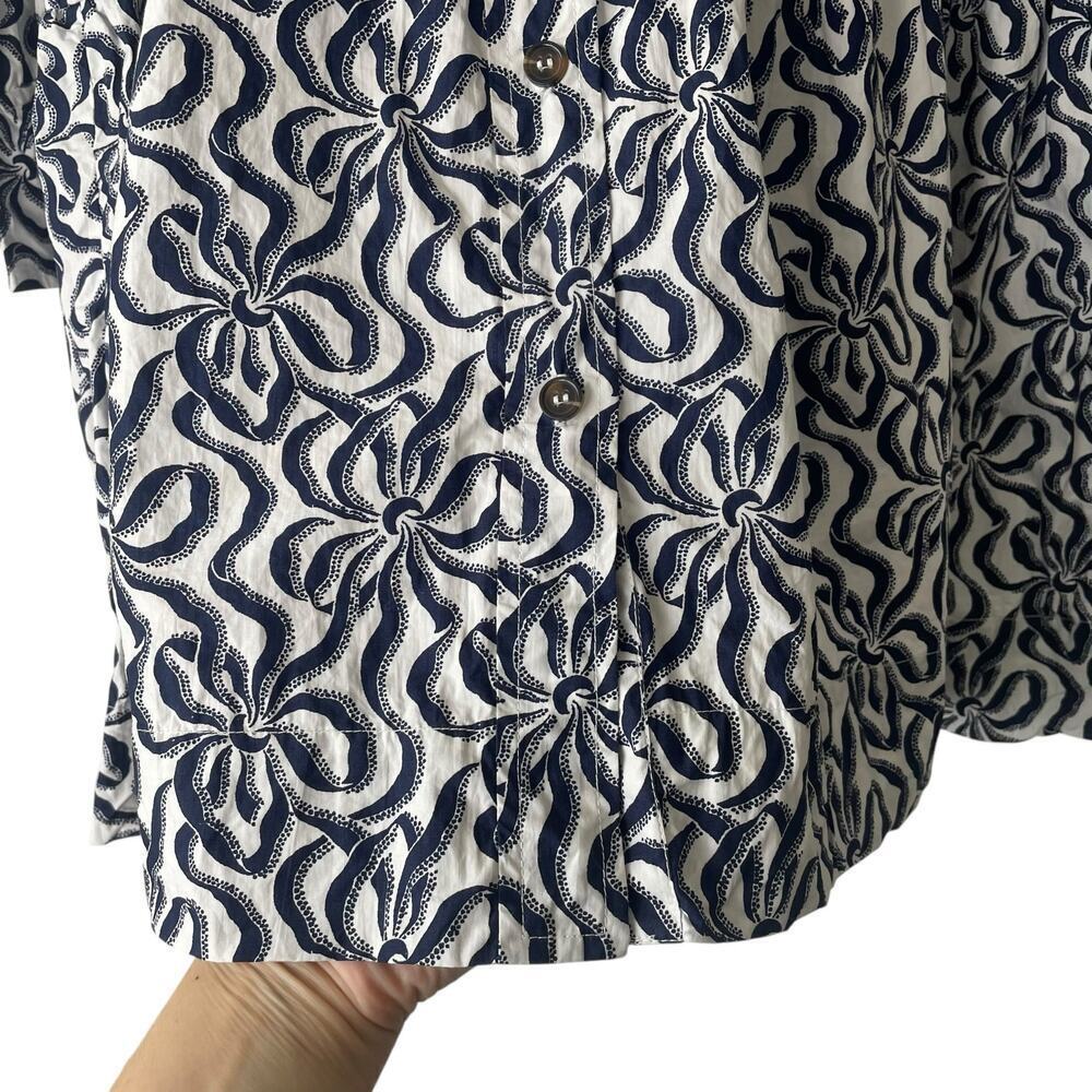 GANNI Printed Cotton Mini Shirt Dress Navy Blue SIZE 38 - Picture 3 of 8